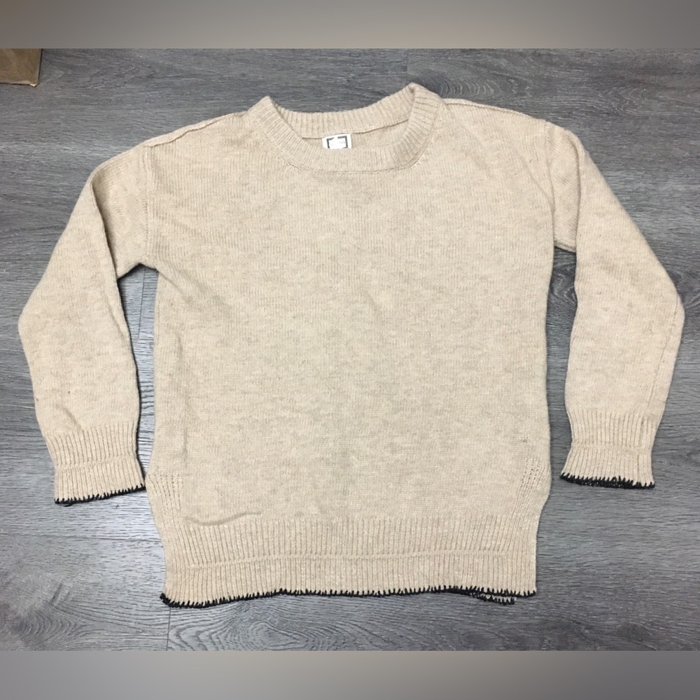 Mo:vint NY Anthropologie Sweater Wool Blend Casual Side Slits Camel Size Small